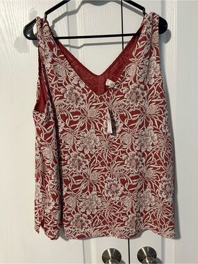 LOFT Red Floral V-Neck Camisole